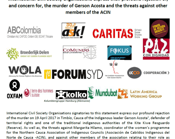 Joint statement rejecting the murder of Gerson Acosta