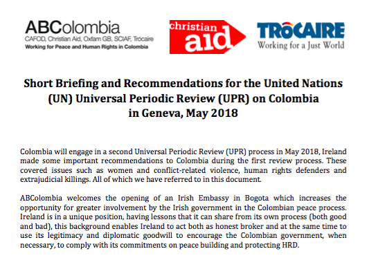 Universal Periodic Review on Colombia: Briefing and Recommendations for Ireland