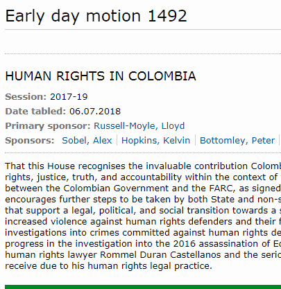 UK Parliament expresses concern and admiration for the work of  HRDs