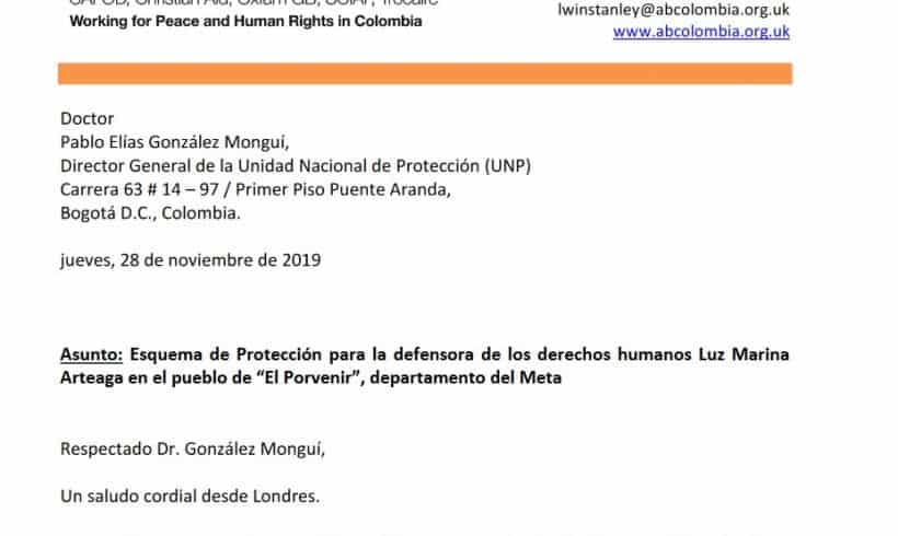 Threats against human rights defender Luz Marina Arteaga