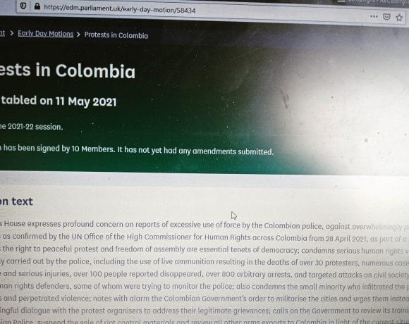 EARLY DAY MOTION #4 PROTESTS IN COLOMBIA EARLY DAY MOTION #4 PROTESTS IN COLOMBIA