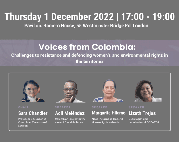 Event: Voices from Colombia: challenges to resistance and defending women’s and environmental rights in the territories